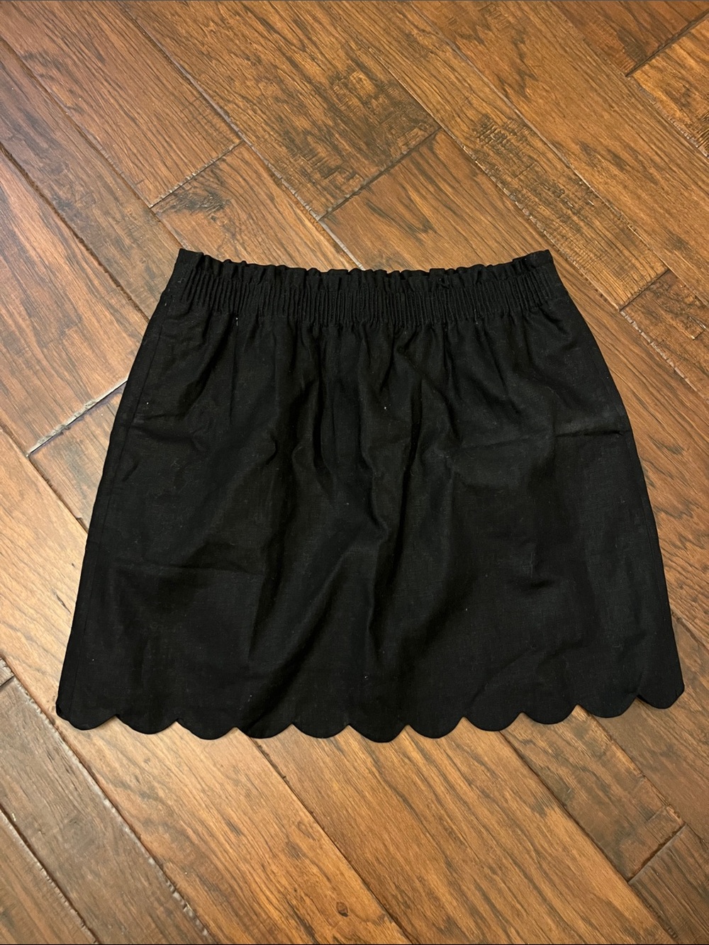 J. Crew Black Mini Skirt with Scalloped Hem